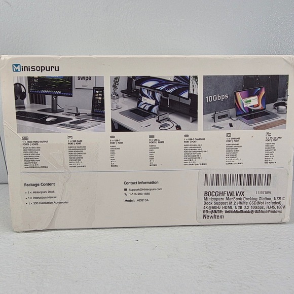 Minisopuru 10 in 1 Docking Station for MacBook M.2 SSD Enclosure 4K HDMI MD813A - Picture 2 of 10